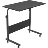 FLOKOO Table pour ordinateur portable avec roulettes – Réglable en hauteur et polyvalente – Idéale pour le télétravail ou le petit-déjeuner au lit – 80 cm x 40 cm – Noir