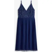 Bonprix Robe midi à jupe plissée et sequins brodés