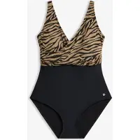 Bonprix Maillot 1 pièce sculptant style croisé en matière brillante, maintien modéré