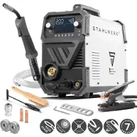 Stahlwerk Poste à souder sous protection gazeuse MIG/MAG 200 ST Digital - Inverter compact avec 200 A, MMA, FLUX, soudage sans gaz, spot, dévidoir synergique