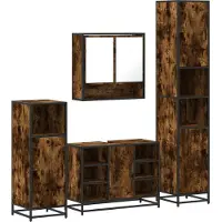 vidaXL Ensemble de meubles de salle de bain 4 pièces chêne fumé bois composite