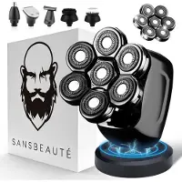 Sansbeauté Rasoir 6-en-1 pour hommes + tête de rasage supplémentaire - Tondeuse - Tronçonneuse - Skull Sharp PRO - Wet & Dry - Rasage du visage et de la tête - Rasage de la tête - Chargement sans fil