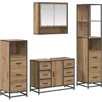 vidaXL Ensemble de meubles de salle de bain , 4 pièces, finition chêne artisanal, 80 x 33 x 60 cm