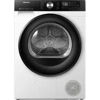 Hisense DH3S802BW2, Freestanding, Remplissage frontal, Pompe à chaleur, Blanc, Pivotant, Tactile, Droit