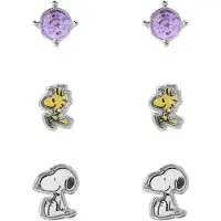 Snoopy Set de clous d'oreilles de - & Woodstock - pour Unisexe - blanc/jaune - Taille Standard