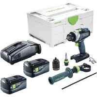 Festool Perceuse-visseuse à percussion sans fil TPC 18/4-Basic 18 V 75 Nm + 2 batteries 5,0 Ah + chargeur rapide + Systainer