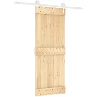 vidaXL Porte coulissante , finition naturelle et blanche, 80 x 210 cm, pin massif