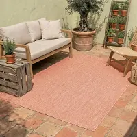 NATURL. Tapis d'extérieur - Costa Terracotta | 80x150 cm | Rectangulaire | Tissage plat