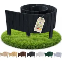 Pemicont Floranica Bordure de jardin bois 20 cm de hauteur x 200 cm, Noir – bord droit, rouleau de pin, délimitation de potager