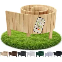 Pemicont Floranica Bordure de jardin bois 10 cm de hauteur x 200 cm, Naturel – bord droit, rouleau de pin, délimitation de potager