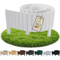 Pemicont Floranica Bordure de jardin bois 10 cm de hauteur x 200 cm, Blanc – bord droit, rouleau de pin, délimitation de potager