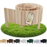 Pemicont Floranica Bordure de jardin bois 40 cm de hauteur x 200 cm, Non traité – bord droit, rouleau de pin, délimitation de potager