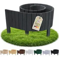 Pemicont Floranica Bordure de jardin bois 10 cm de hauteur x 200 cm, Anthracite – bord droit, rouleau de pin, délimitation de potager