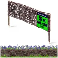 Kadax Palissade en osier "Holme", clôture naturelle en osier, 20 cm, 5 pièces