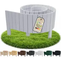 Pemicont Floranica Bordure de jardin bois 20 cm de hauteur x 200 cm, Argenté – bord droit, rouleau de pin, délimitation de potager