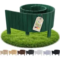 Pemicont Floranica Bordure de jardin bois 10 cm de hauteur x 200 cm, Vert – bord droit, rouleau de pin, délimitation de potager