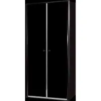 Luca Varess Kuresa coin-douche porte battante avec paroi latérale fixe 100 x 80 x 200 cm verre transparent et profil noir mat