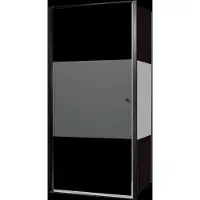 Luca Varess Kuresa coin-douche porte pivotante avec paroi latérale fixe 100 x 90 x 200 cm verre transparent avec bande matte et profil noir mat