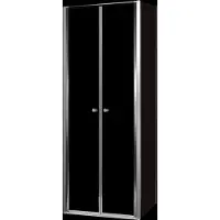 Luca Varess Kuresa coin-douche porte battante avec paroi latérale fixe 80 x 90 x 200 cm verre transparent et profil noir mat