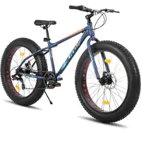 Hiland Vélo enfant 26 pouces avec 4.0 Fat Tire, Shimano 7 vitesses, Convient pour la plage, la neige, VTT enfants garçons filles, Bleu