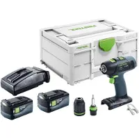 Festool Perceuse-visseuse sans fil T 18+3-Basic 18 V 50 Nm Brushless + 2 batteries 5,0 Ah + chargeur + Systainer