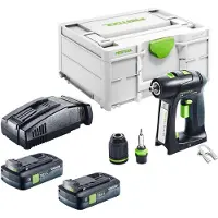 Festool Perceuse-visseuse sans fil C 18-Basic 18 V 45 Nm sans balais + 2 batteries 4,0 Ah + chargeur rapide + Systainer