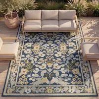 Volero - Tapis d'intérieur et d'extérieur - Bloom Oriental Bleu - 200x290 cm