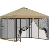 vidaXL Kiosque de jardin avec parois latérales, 3 x 3 m, beige