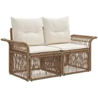 vidaXL Canapé de jardin 2 places, beige, en polyrotin