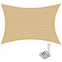 Travelhawk Toile d'ombrage Rectangle - 2 x 3 mètres - Matière HDPE - Toile d'ombrage - Filet d'ombrage - Parasol avec corde et 4 mousquetons - Beige