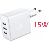 Swissten Ładowarka Sieciowa 3 X USB 3A 15W Biała (15 W, 3 ports), Chargeur USB, Blanc