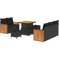 vidaXL Ensemble de canapés de jardin, 8 pièces, 8 places, couleur noire