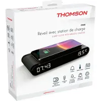 Thomson , radio-réveil avec écran numérique et fonction de charge par induction 15 W, noir