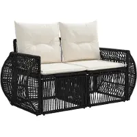 vidaXL Canapé de jardin 2 places, noir, en polyrotin