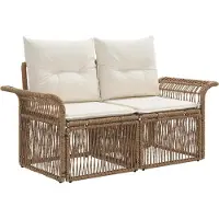 vidaXL Ensemble de canapés de jardin , 7 pièces, couleur beige, en résine tressée
