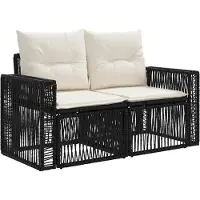 vidaXL Ensemble de canapés de jardin , 6 pièces, 6 places, noir et crème