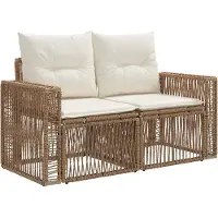 vidaXL Canapé de jardin 2 places, beige, en polyrotin