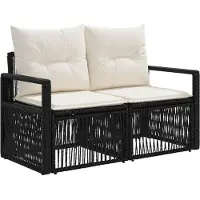 vidaXL Ensemble de canapés de jardin , 8 pièces, noir et crème, en polyrotin