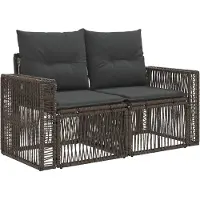 vidaXL Canapé de jardin 2 places, gris, en polyrotin