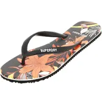 Superdry Femme Logo En Relief Vintage Classiques Tongs, Noir &amp; Orange - Taille: M