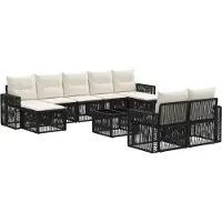 vidaXL Ensemble de canapés de jardin , 10 pièces, noir et crème, en polyrotin