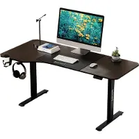 Pro-Tec Table réglable en hauteur « Stryn » 160 x 75 cm, réglage électrique, fonction mémoire, finition noyer