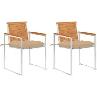 vidaXL Chaises de jardin avec coussins 2 pcs. Bois massif acacia et acier