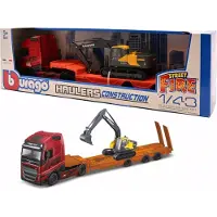 Bburago Volvo Fh16 Camion Remorque Excavateur Sur Chenilles Volvo Ec220E 1:43