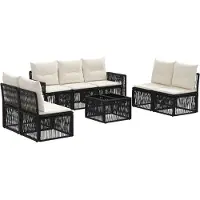 vidaXL Ensemble de canapés de jardin , 8 pièces, noir et crème, en polyrotin