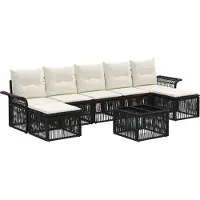 vidaXL Ensemble de canapés de jardin , 8 pièces, noir, en résine tressée