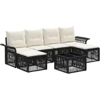 vidaXL Ensemble de canapés de jardin , 7 pièces, noir, en résine tressée