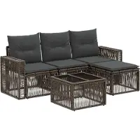 vidaXL Ensemble de canapés de jardin , 5 pièces, gris et gris foncé, en résine tressée