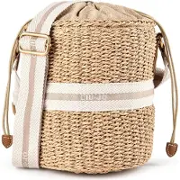Liu Jo pour femme. AA6218-A0005 Sac messager en raphia marron (OSFA), Casuel, Raffia, Tissu