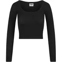 Urban Classics T-shirt manches longues de - Côtelé - XS - 4XL - pour Femme - noir - Taille 3XL